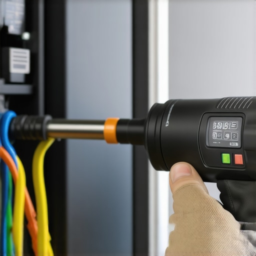 Electrician using a torque tool on EV charger terminals