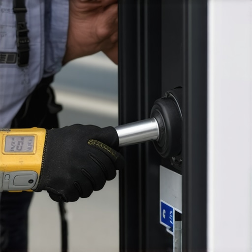 Electrician using a torque wrench on EV charger terminals to ensure code compliance and safety.