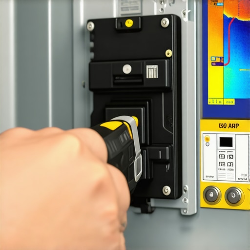 Electrician using a torque screwdriver to secure EV charger circuit breaker connections.