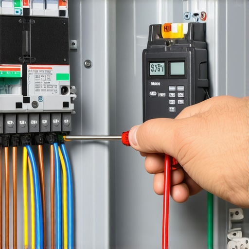 Electrician using a torque wrench on an EV circuit breaker to ensure a secure, code-compliant connection.