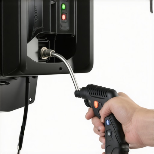 An electrician using a torque wrench on an EV charger circuit to ensure a secure connection.