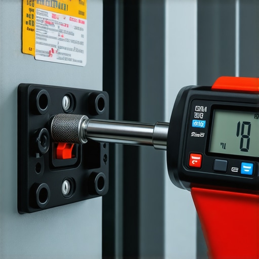 An electrician using a calibrated torque wrench on a circuit breaker to ensure a safe EV charger connection.