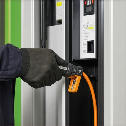 Electrician using a torque wrench on EV charger lugs to prevent thermal failure.
