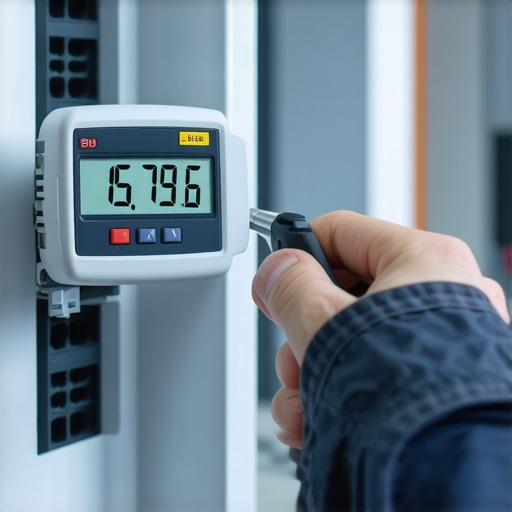 Using a digital torque wrench on an electrical panel terminal