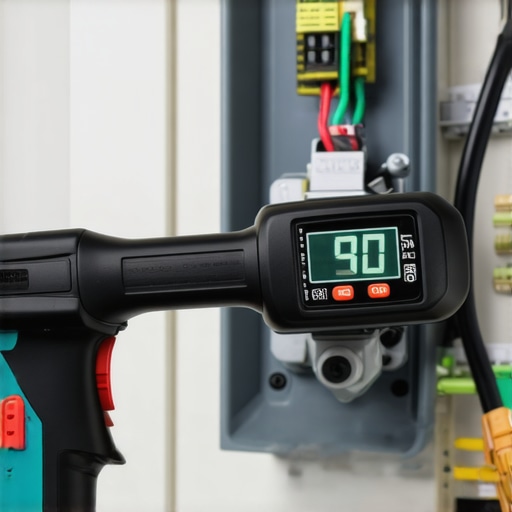 A digital torque wrench tightening a circuit breaker lug to 50 lb-in to prevent overheating.