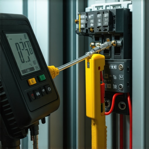 Close-up of a torque screwdriver tightening electrical connections for an EV charger.