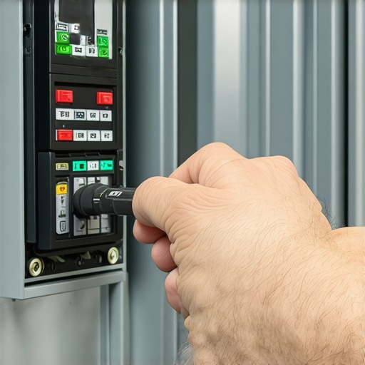 Electrician using a torque wrench on a circuit breaker for an EV charger installation