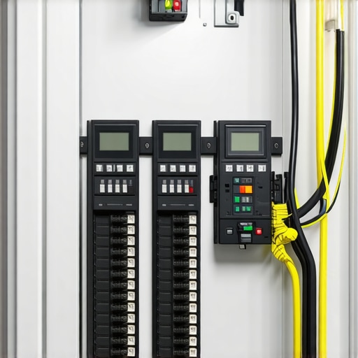 A high-capacity electrical panel with smart load management controls for EV fleet charging.