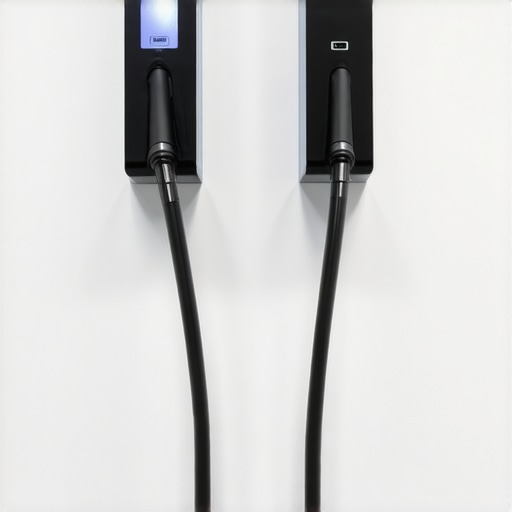 A clean installation of two EV chargers sharing a single circuit using load management technology.