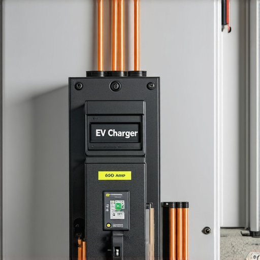 Close up of a dedicated 60-amp breaker in a home electrical panel for an EV charging station