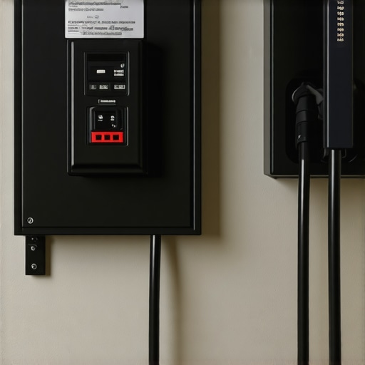Close up of a modern electrical panel and Level 2 EV charging station to qualify for tax credits.