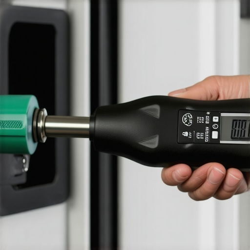 Electrician using a torque wrench to secure EV charger connections for safety and code compliance