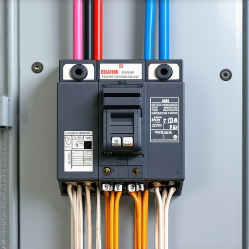 Close-up of a 60-amp breaker installed in a home electrical panel for an EV charger.