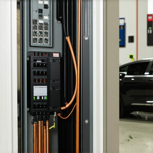 A clean and organized 100-amp electrical subpanel installed in a garage to support multiple electric vehicle chargers.