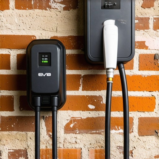 Close-up of a hardwired EV charging station showing high-quality conduit and professional commercial installation.