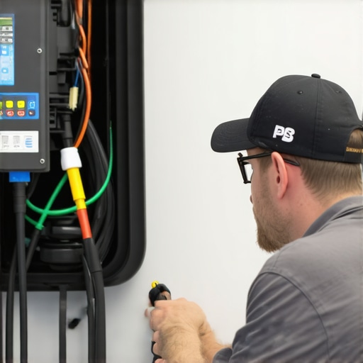 Electrician hardwiring a level 2 EV charging station to avoid GFCI tripping issues.