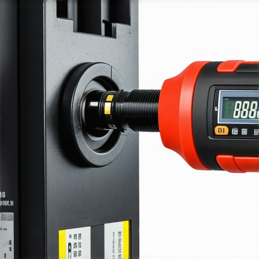 An electrician using a torque tool to ensure a secure EV charger connection in an electrical panel.