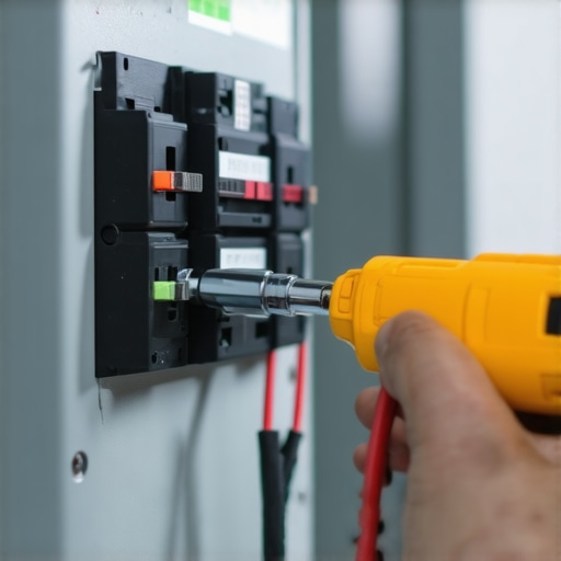 Electrician tightening EV charger breaker connections to prevent overheating.