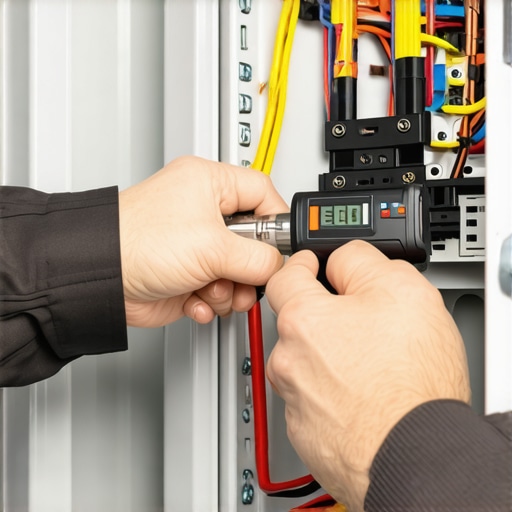 Electrician tightening a breaker terminal to prevent electrical fires in an EV installation.