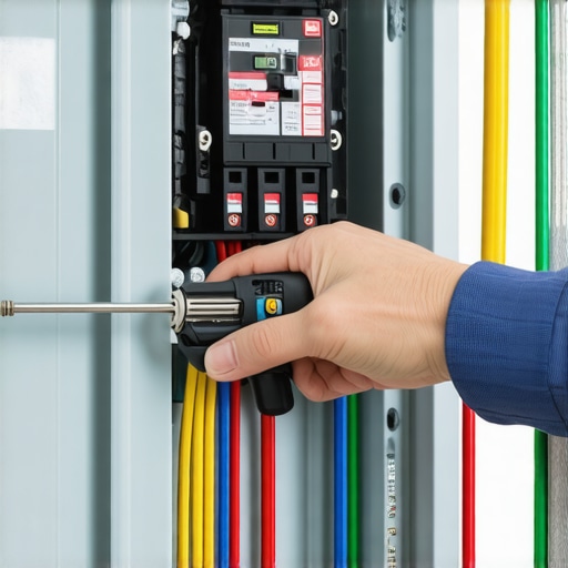 Electrician tightening a 60-amp breaker to prevent thermal failure