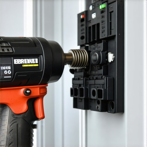 An electrician using a calibrated torque wrench on a circuit breaker to ensure a safe EV charger installation.