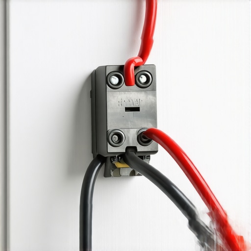 Macro view of copper wire entering a 60-amp circuit breaker.