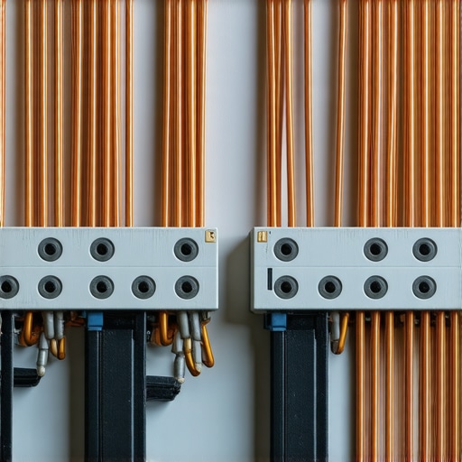 Inside an electrical subpanel showing isolated bus bars for neutral and ground wires for an EV charger install.