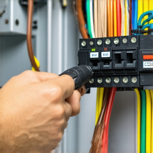 An electrician precisely tightening a breaker for an EV charging circuit to prevent thermal failure.