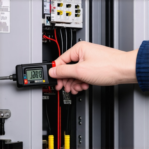 An electrician tightening terminal lugs in an electrical panel with a torque wrench for EV charger safety.