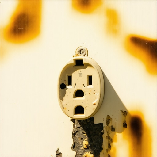 A damaged and melted electrical outlet caused by the high heat of continuous EV charging.