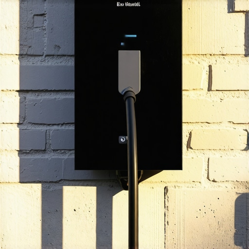 A heavy-duty steel locking box protecting an outdoor electric vehicle charging station.
