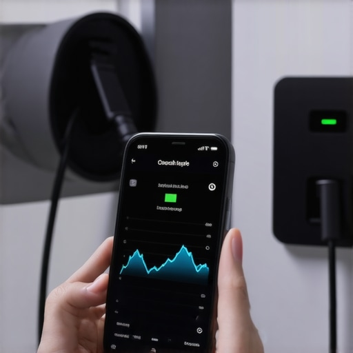Person using a smartphone app to set an off-peak EV charging schedule in their garage