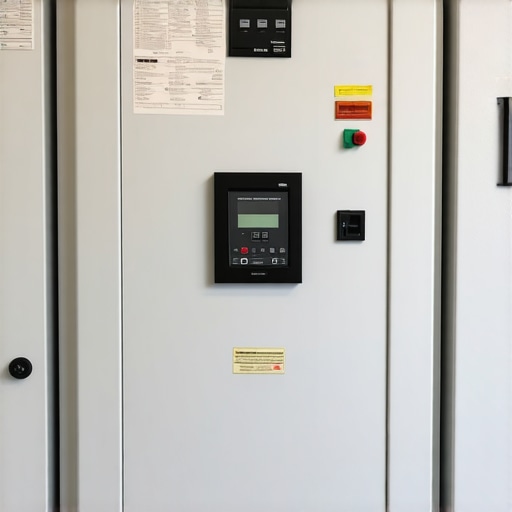 A modern commercial electrical panel showing dynamic load management technology to balance EV charging power