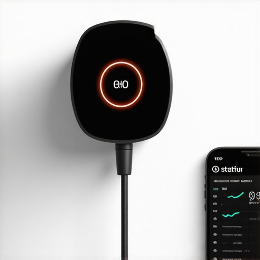 Smartphone displaying EV charging data next to a wall-mounted charger.