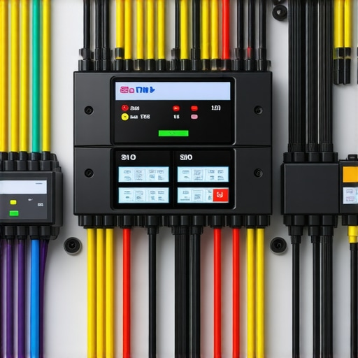 Internal view of an electrical panel with smart energy monitoring for EV charging.