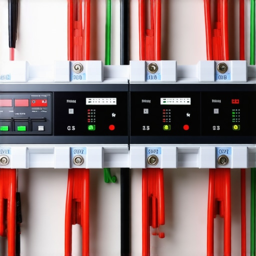 Close-up of current transformer clamps on electrical panel wires for EV load balancing.