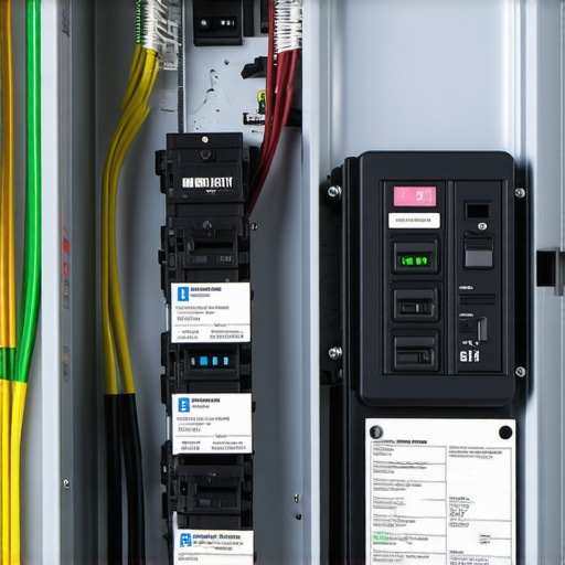Close up of a smart load management controller for EV charging installed in a home electrical panel