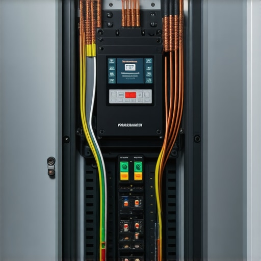 Close up of a smart load shedder in an electrical panel to optimize EV charging speeds
