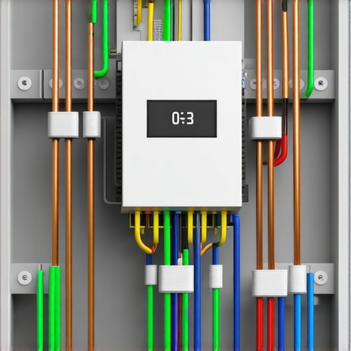 Smart load shedding device for EV charger compliance Close up of a smart load management device in an electrical panel