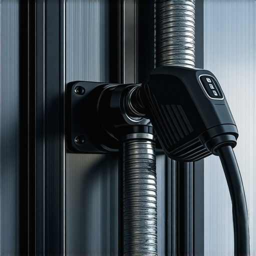 Flexible metal conduit protecting an electric vehicle charging cable from rodent damage.