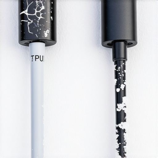 Comparison of flexible TPU and stiff cracked PVC EV charging cables in freezing snow conditions.