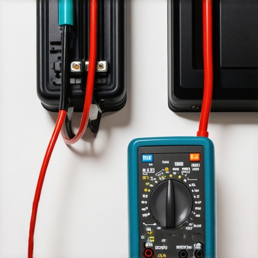 A person using a multimeter to check the electrical output of a home EV charging station to ensure proper voltage delivery.
