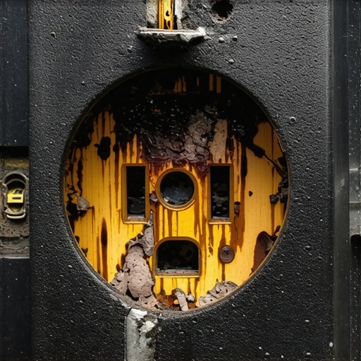 A melted and burnt NEMA 14-50 outlet caused by the high thermal stress of EV charging.