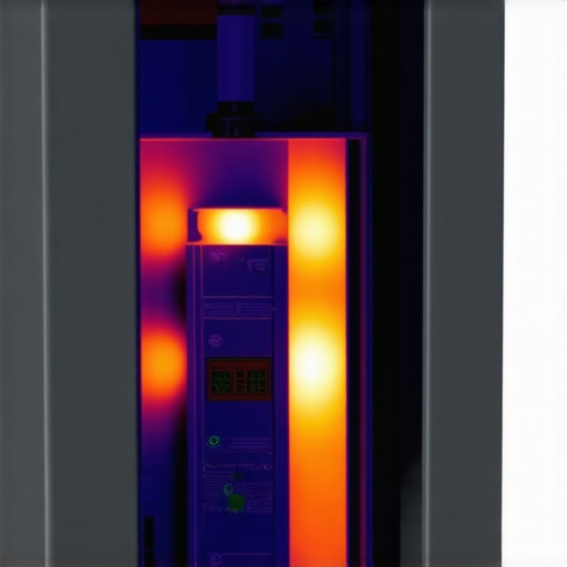 Handheld thermal imaging camera detecting heat on a circuit breaker.