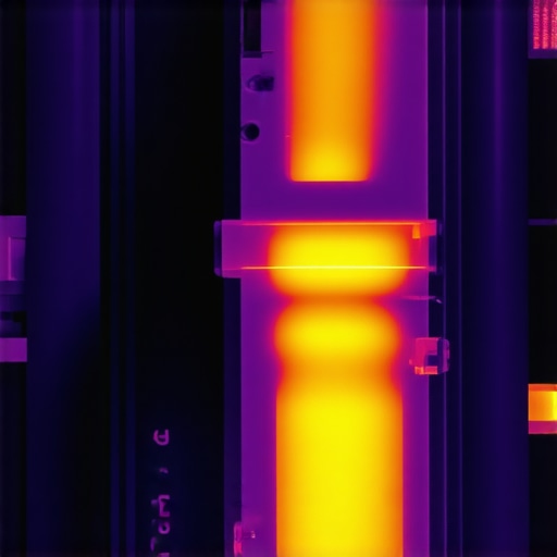 Thermal camera view of an electrical panel showing heat signatures on breakers during EV charging
