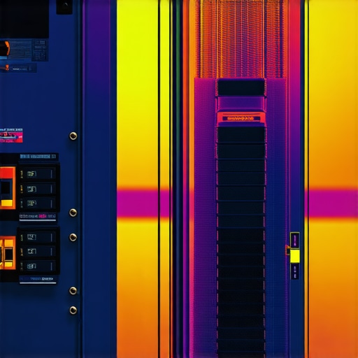 Close-up of electrical panel with thermal heat map showing EV charger breaker load