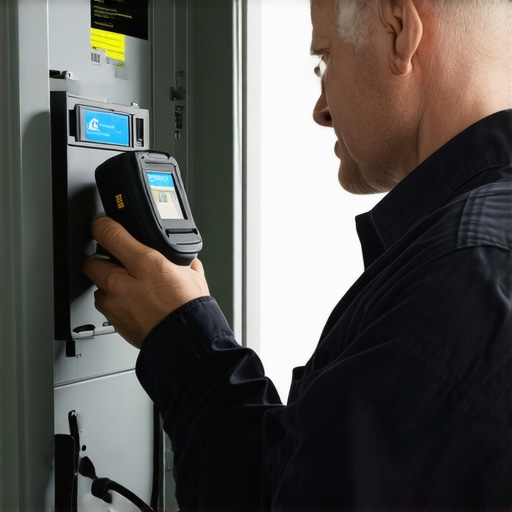 Electrician performing thermal inspection on a breaker panel for EV charging safety