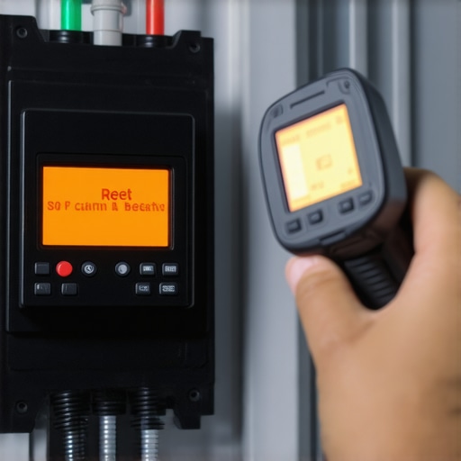 Thermal Inspection of EV Charger Breaker Infrared camera scanning an electrical panel for heat signatures from an EV charger load.