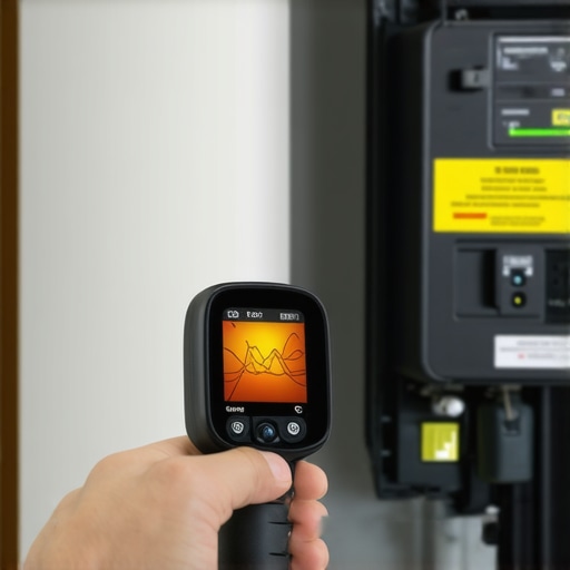 Infrared camera scanning an electrical panel for heat during EV charging