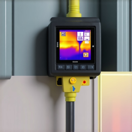 Electrician using a FLIR thermal camera to check for overheating connections in an EV charging circuit.